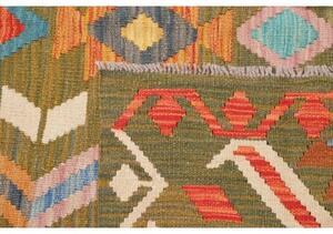 Tappeto Kilim Geometrico Verde Oliva Multicolore 150x200 Cm