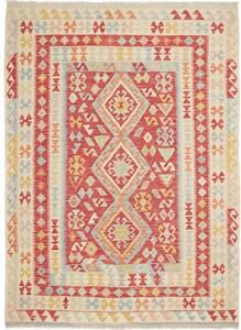 Tappeto Kilim Stilizzato Rosso Beige 172x234 Cm