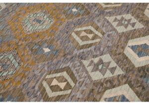 Tappeto Kilim Geometrico Marrone Blu 179x252 Cm
