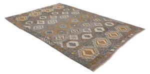 Tappeto Kilim Geometrico Marrone Blu 179x252 Cm