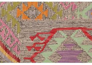 Tappeto Kilim Geometrico Grigio Tortora Rosso 152x208 Cm