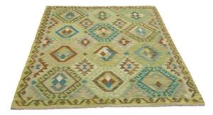Tappeto Kilim Geometrico Verde Azzurro 131x186 Cm