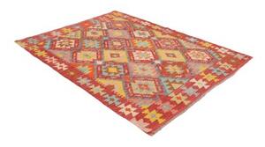 Tappeto Kilim Geometrico Rosso Mattone Multicolore 155x198 Cm