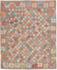 Tappeto Kilim Stilizzato Grigio Multicolore 156x192 Cm
