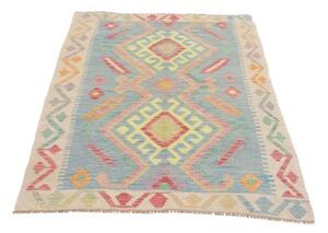 Tappeto Kilim Stilizzato Azzurro Avorio 93x152 Cm