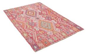 Tappeto Kilim Stilizzato Rosso Multicolore 131x186 Cm