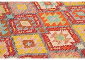 Tappeto Kilim Geometrico Rosso Mattone Multicolore 155x198 Cm