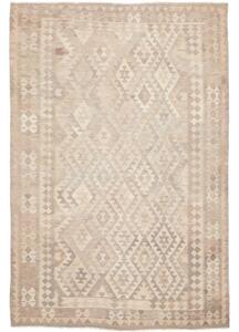 Tappeto Kilim Geometrico Beige Tortora 196x293 Cm