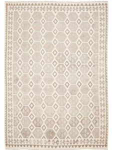Tappeto Kilim Geometrico Beige Grigio Tortora 206x295 Cm