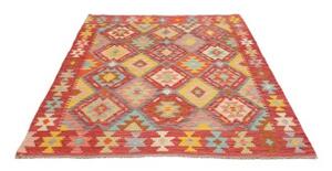 Tappeto Kilim Geometrico Rosso Mattone Multicolore 155x198 Cm
