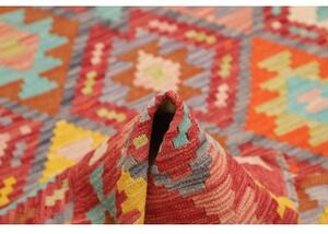 Tappeto Kilim Geometrico Rosso Mattone Multicolore 155x198 Cm