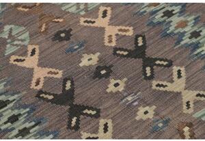 Tappeto Kilim Geometrico Marrone Azzurro 102x136 Cm