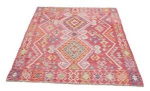 Tappeto Kilim Stilizzato Rosso Multicolore 131x186 Cm