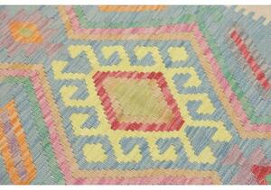 Tappeto Kilim Stilizzato Azzurro Avorio 93x152 Cm