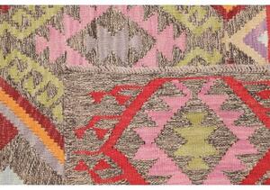 Tappeto Kilim Geometrico Marrone Rosso 154x190 Cm