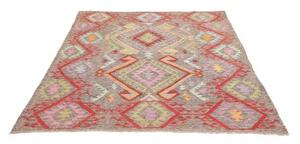 Tappeto Kilim Geometrico Marrone Rosso 154x190 Cm