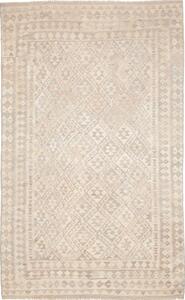 Tappeto Kilim Geometrico Beige Grigio Chiaro 187x300 Cm