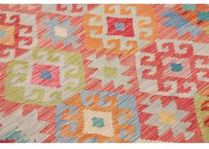 Tappeto Kilim Geometrico Azzurro Rosso 109x150 Cm