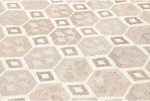 Tappeto Kilim Geometrico Beige Grigio Tortora 206x295 Cm