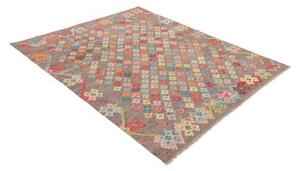 Tappeto Kilim Stilizzato Grigio Multicolore 156x192 Cm
