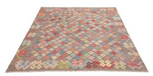 Tappeto Kilim Stilizzato Grigio Multicolore 156x192 Cm