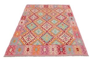 Tappeto Kilim Geometrico Rosa Multicolore 124x195 Cm