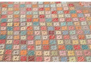 Tappeto Kilim Stilizzato Grigio Multicolore 156x192 Cm