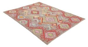 Tappeto Kilim Geometrico Marrone Rosso 154x190 Cm