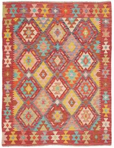 Tappeto Kilim Geometrico Rosso Mattone Multicolore 155x198 Cm