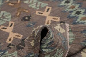 Tappeto Kilim Geometrico Marrone Azzurro 102x136 Cm