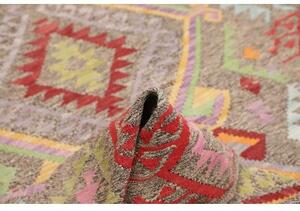 Tappeto Kilim Geometrico Marrone Rosso 154x190 Cm