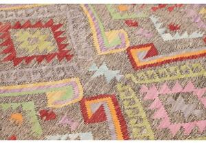 Tappeto Kilim Geometrico Marrone Rosso 154x190 Cm