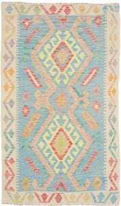 Tappeto Kilim Stilizzato Azzurro Avorio 93x152 Cm
