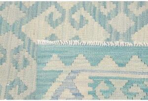 Tappeto Kilim Geometrico Celeste Avorio 99x149 Cm
