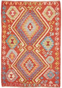Tappeto Kilim Geometrico Rosso Multicolore 102x146 Cm