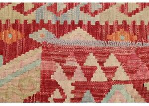 Tappeto Kilim Geometrico Rosso Azzurro Corsia 62x195 Cm