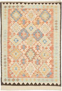 Tappeto Kilim Geometrico Rosso Mattone Celeste 95x149 Cm