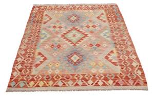 Tappeto Kilim Geometrico Rosso Mattone Beige 105x155 Cm