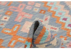 Tappeto Kilim Geometrico Azzurro Arancione 103x156 Cm