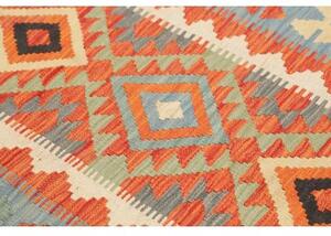Tappeto Kilim Geometrico Azzurro Arancione 104x146 Cm