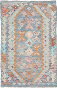 Tappeto Kilim Geometrico Azzurro Arancione 103x156 Cm