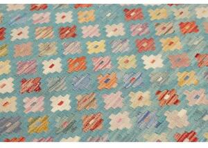 Tappeto Kilim Geometrico Turchese Multicolore 94x196 Cm