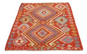 Tappeto Kilim Geometrico Rosso Multicolore 102x146 Cm