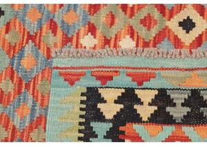 Tappeto Kilim Geometrico Rosso Mattone Celeste 104x151 Cm