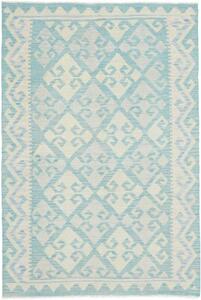 Tappeto Kilim Geometrico Celeste Avorio 99x149 Cm