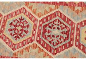 Tappeto Kilim Stilizzato Rosso Mattone Beige Corsia 58x196 Cm