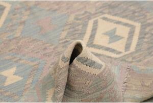 Tappeto Kilim Geometrico Azzurro Tortora 96x149 Cm