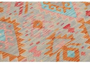 Tappeto Kilim Geometrico Grigio Azzurro Arancione 98x146 Cm
