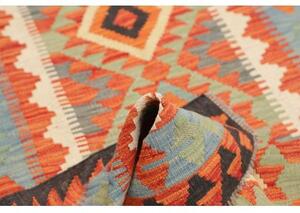 Tappeto Kilim Geometrico Azzurro Arancione 104x146 Cm