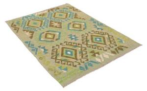 Tappeto Kilim Geometrico Verde Salvia Azzurro 104x140 Cm